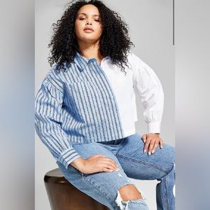 NWT AND NOW THIS WOMEN'S TWO TONED COTTON TOP BLUE